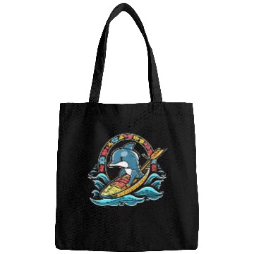 Discover Kayaking Dolphin Kawaii Kayaker Kayak Canoe Canoeing 1 Bags