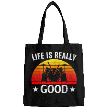 Discover Drums Drummer Retro Life Is Really Good Drum Funny Drums Love Drums Bags