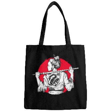 Discover Samurai Girl Tattoo Japan Katana swords Ninja Warrior Bags