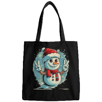 Discover Snowman Harmony Peaceful Winter Emblem Bags