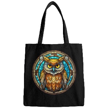 Discover Owl Pet Stained Glass Look Colorful Bird Halloween Graphic Bags