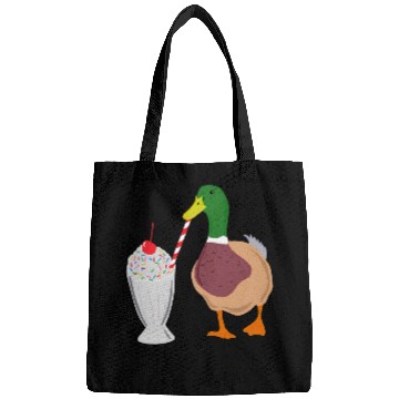 Discover Duck Pet Milkshake Duck Funny Cartoon Mallard Duck Graphic Bags
