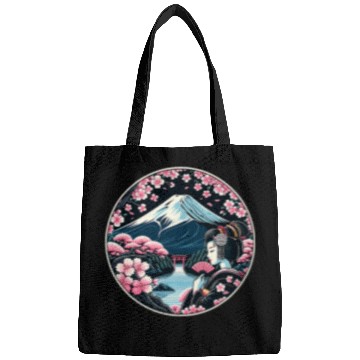 Discover Mount Fuji Cherry Blossoms Geisha Japanese Garden Japan Art 6 Bags