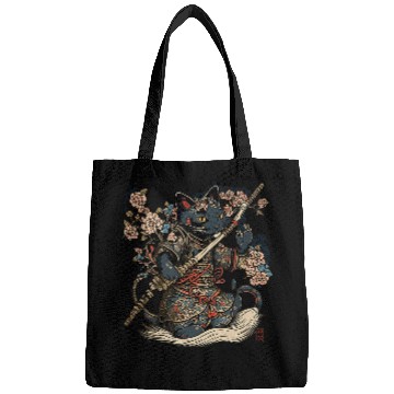 Discover Japanese Samurai Cat Tattoo vintages Kawaii Ninja Bags