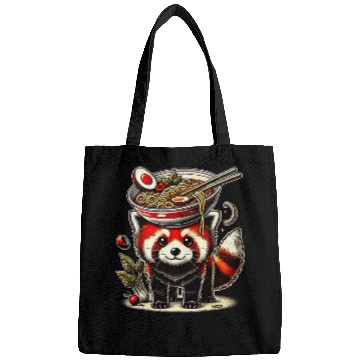 Discover Panda Pet Kawaii Red Panda Japan Food Ramen Pho Bo Funny Bowl Bags