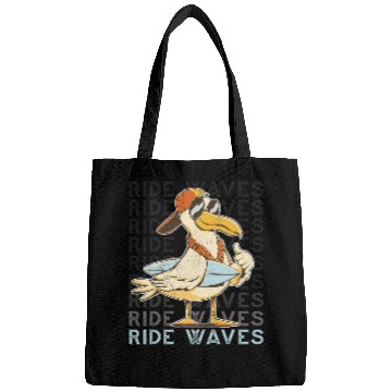 Discover Surf Holidays Ride Waves Cool Seagull with sunglasses Bags