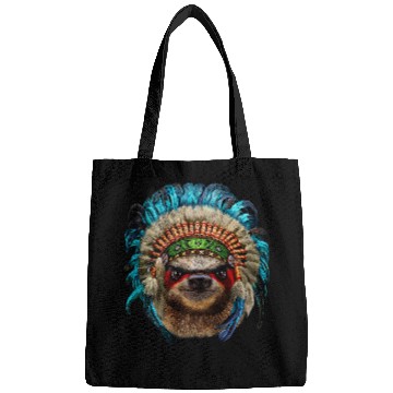Discover Sloth Pet Giant Sloth wearing Native American Indian Warrior Headdress Bags