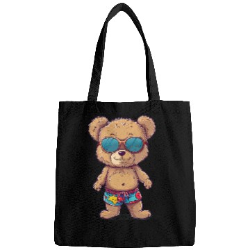 Discover Bear Pet Happy Teddy Bear with cool Sunglasses and swimming trunks Bags