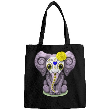 Discover Elephant Pet sugar skull yellow rose elephant day of Deads halloween Bags