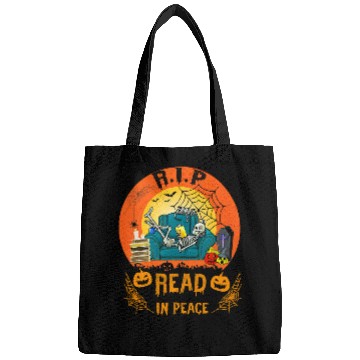 Discover Librarian Job RIP Read In Peace Funny Skeletons Librarian Halloween Bags