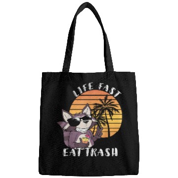 Discover Raccoon Pet Life Fast Eat Trash Raccoon Trash Panda Retro Sunset 3 Bags