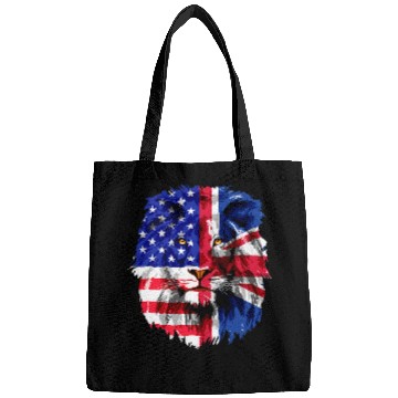Discover Lion Pet British American Flag Lion Britain Union Jack USA Flag Bags