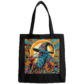 Discover Beer Fun psychedelics Art Trippy Navy Blue Weird Wizard Drinking Beer Bags