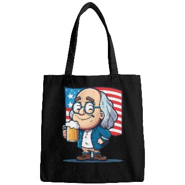 Discover Beer Fun Ben Beer 4th of July Benjamin Franklin USA Merica Bags