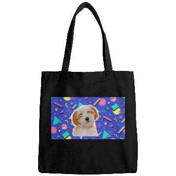Discover 90s Sticker Pattern Dog Tibetan Terrier Bags