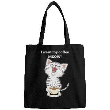 Discover Coffee Fun I Want My Coffee Meow Kitty Cat Bags