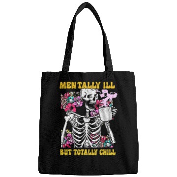Discover Coffee Fun Mentally ill But Totally Chill Coffee Skeletons Halloween 2 Bags