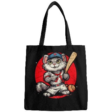 Discover Cat Baseball Lover Baseball Player Sport Kitty Meow 2 Bags