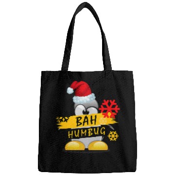 Discover Penguin Pet Black Christmas Tees Funny Penguin Bah Humbug s Bags