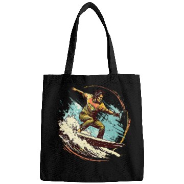 Discover Twilight Tide Surfing Under the Sunset Sky Bags