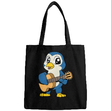 Discover Penguin Pet Cartoon penguin playing guitar Bags