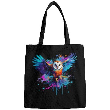 Discover Owl Pet Colorful Barn Owl Owls Lover Splash Art Bags