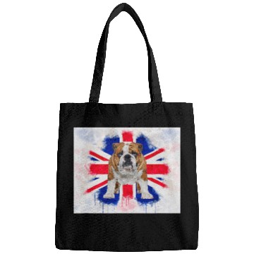 Discover British Bulldog on Dripping Painted Union Jack Flag English Bags