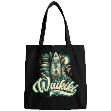 Discover Waikiki Beach Polynesian Hawaii Surf Design Bags