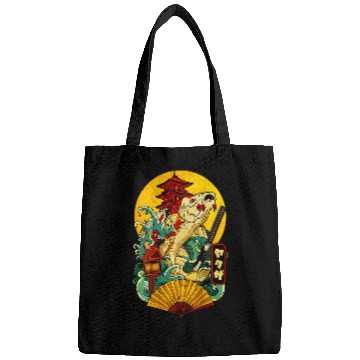 Discover Yakuza Japanese Aesthetic Koi Carp Katana Tattoo on back Bags