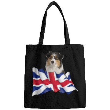 Discover Union Jack Flag Dog Australian Shepherd Bags