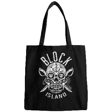 Discover Block Island RI Rhode Island Halloween Sugar Skull Pirate Bags