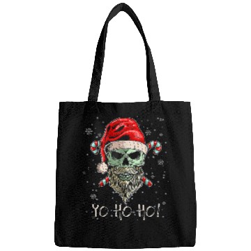 Discover Christmas Funny Santa Pirate Fun Skull Beard Bags