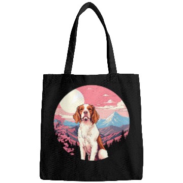 Discover Brittany Spaniel Mount Fuji Funny Dog Japan Bags