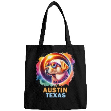 Discover Austin Texas Total Solar Eclipse 2024 Labrador Retriever Dog Bags