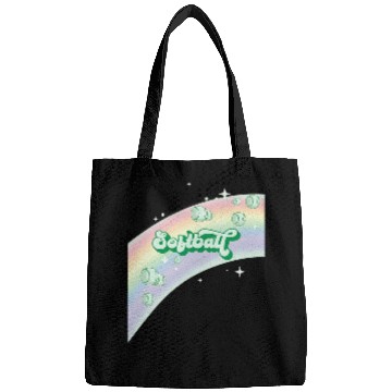 Discover I Love Softball Pastel Rainbow Stars Aesthetic Kelly Green Bags