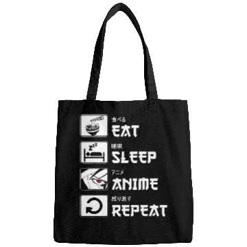 Discover Eat Sleep Anime Repeat Funny Art Bags