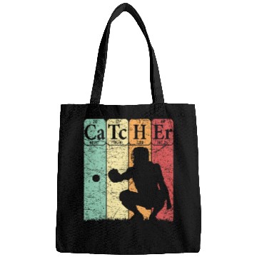 Discover Baseball Periodic Table Elements Nerd Baseball Catcher Retro 4 Bags
