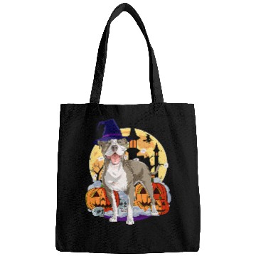 Discover Cute American Pit Bull Terrier Halloween Witch Pumpkin Bags