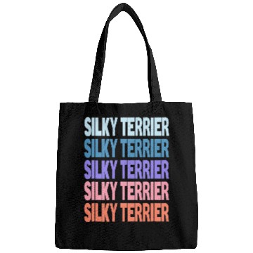 Discover Funny Modern Repeated Text Design Silky Terrier Bags