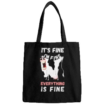 Discover Cow Lover Its Fine Im Fine Everything Is Fine Funny Cow Farmer Bags