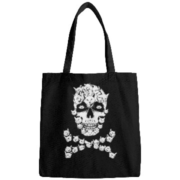 Discover Funny Cat Skull Cat Lover Halloween Occult Art Goth Death Bags