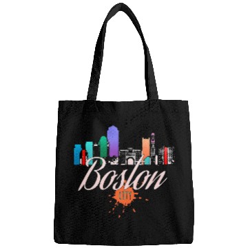 Discover Boston Skyline Colorful Art Bags