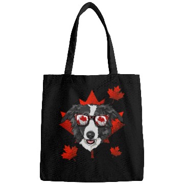 Discover Canadian Border Collie Maple Tree Leaf Canada Flag Dog Lover Bags
