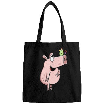 Discover Pig With Bird Fun Art For Pig Or Farm Lover Bags