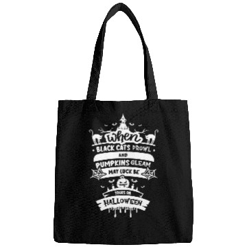 Discover Black Cats Prowl Pumpkins Gleam Horror Quote Halloween Bags