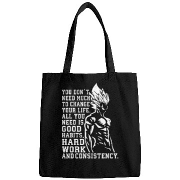 Discover Hard Work Consistency Anime Gym Fitness Workout Motivation Bags