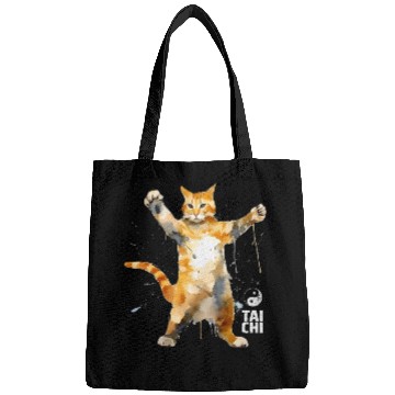 Discover Funny Cat Tai Chi Pose Martial Arts Ying Yang Balance Bags