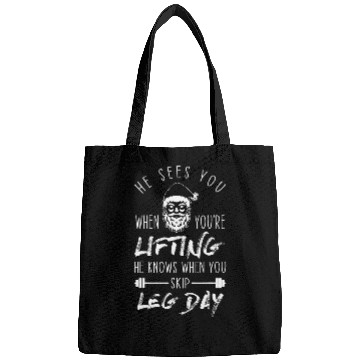 Discover He Sees When Youre Lifting 2Funny Santa Christmas Workout Bags