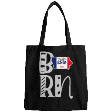 Discover Born Iowa in Art Block Letters Bags
