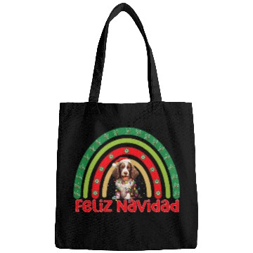 Discover English Springer Spaniel Dog Feliz Navidad Christmas Decorat Bags